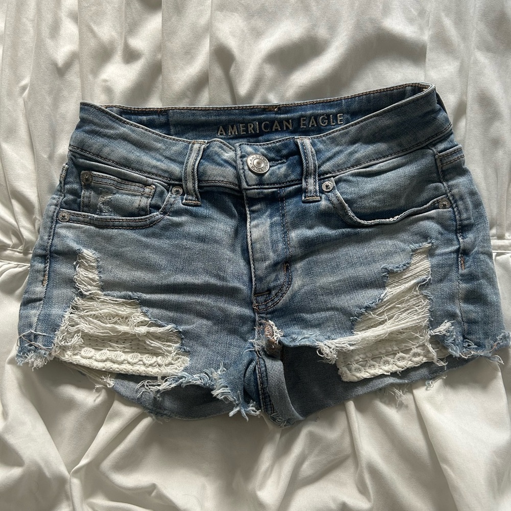 American Eagle Stretchy Denim Shorts (Size 00)